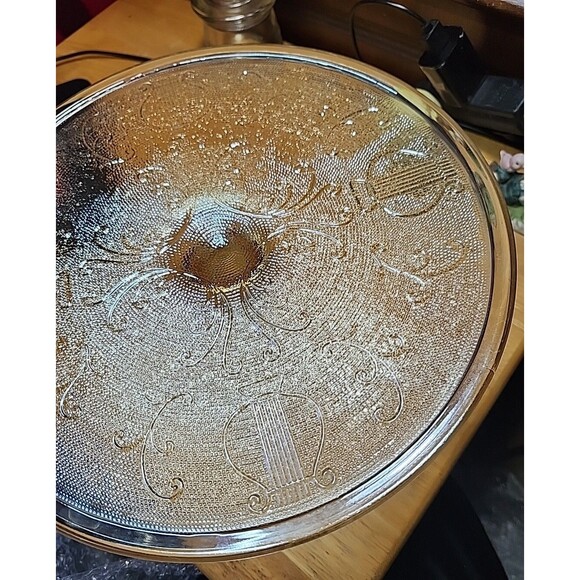 Vintage Amber Depression Glass Cake Stand – Madrid Pattern Federal Glass - Picture 4 of 8